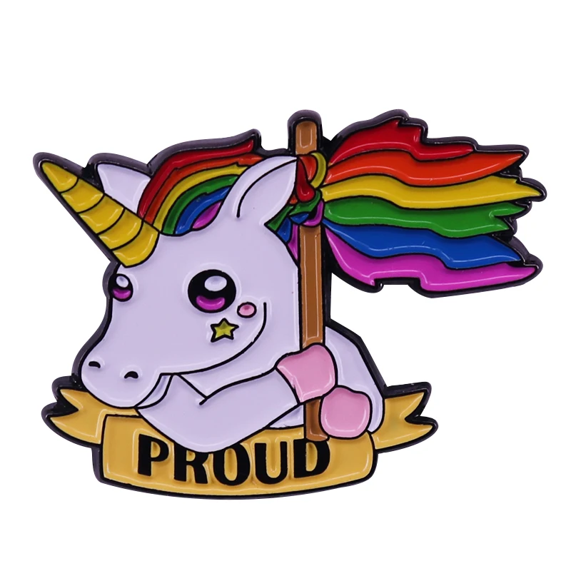 Proud Unicorn Brooch Rainbow Pin LGBT Gay Pride Gift