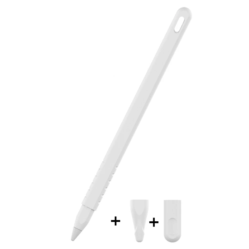White Мягкий силиконовый совместимый для Apple Pencil 2 Чехол для iPad Tablet стилус защитный чехол с 2 наконечниками - Цвета: White