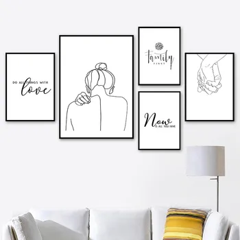 

black white english letters wall decor painting nordic canvas art poster love quote canvas picture fashion wall art print HD2758