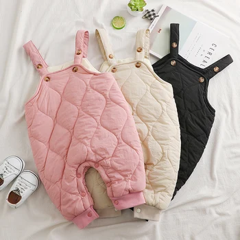 

73-100cm new 2020 winter thicken warm cotton-padded baby overall baby gir winter romper baby boy overall