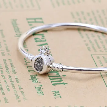 

Original 925 Sterling Silver Pan Bracelet Creative Crown Button Pan Bracelet Fit European Charm Bracelets Women Jewelry