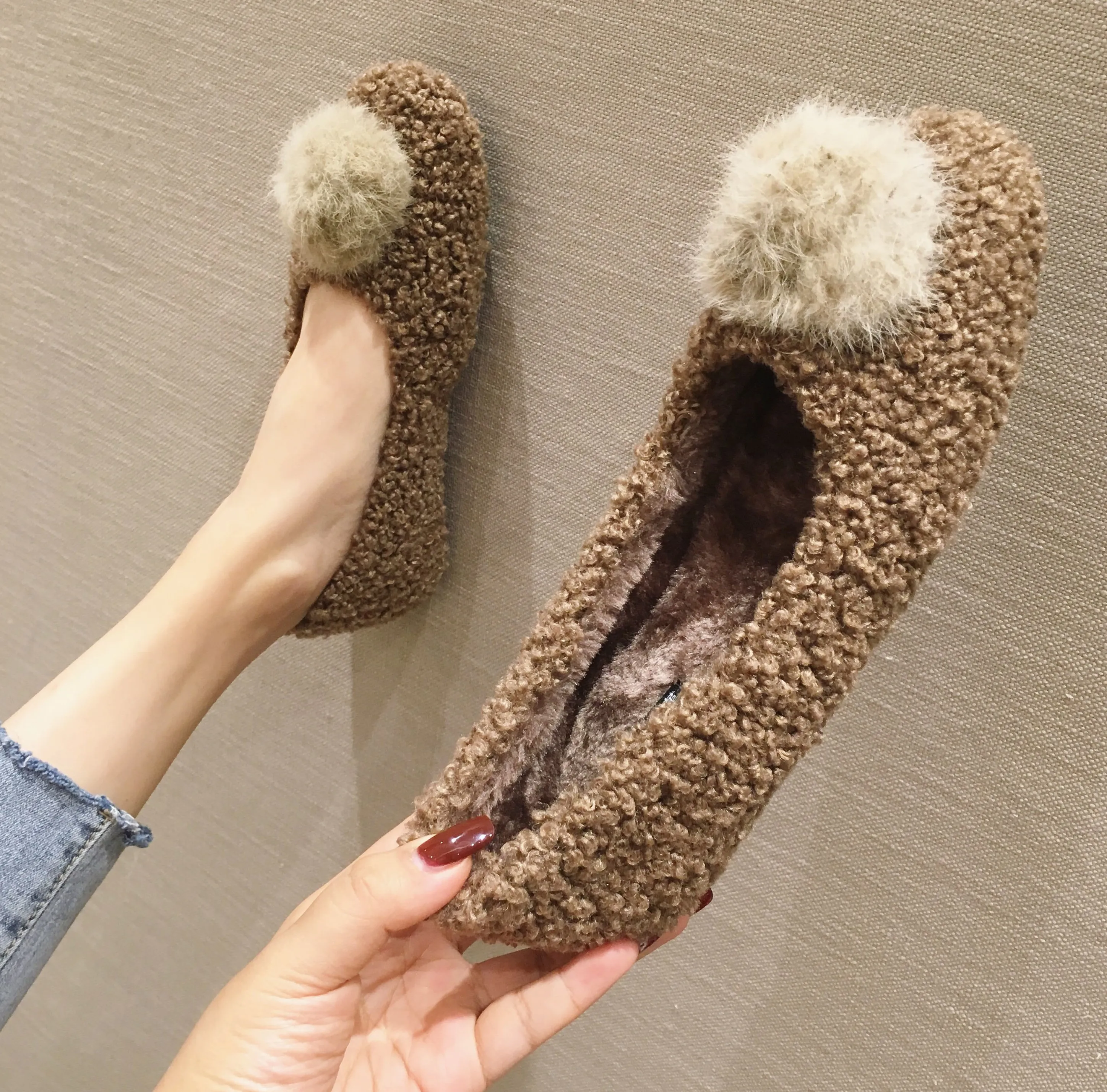 

2019 Fashion Women's All-Match Loafers Fur Shallow Mouth Female Shoe Elegant Autumn Casual Woman Platform Shoes Round Toe Modis
