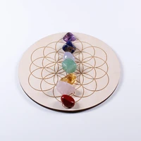 7 sztuk/zestaw Natural Crystal mieszane siedem uzdrowienie Chakra kamień + siedem gwiazdek tablica drewna płyta żwir chipsy Chakra Home decor prezent 4