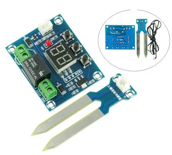XH-M214 Red 12V Soil Humidity Sensor Controller Irrigation System Automatic Watering Module Digital Display | Электроника