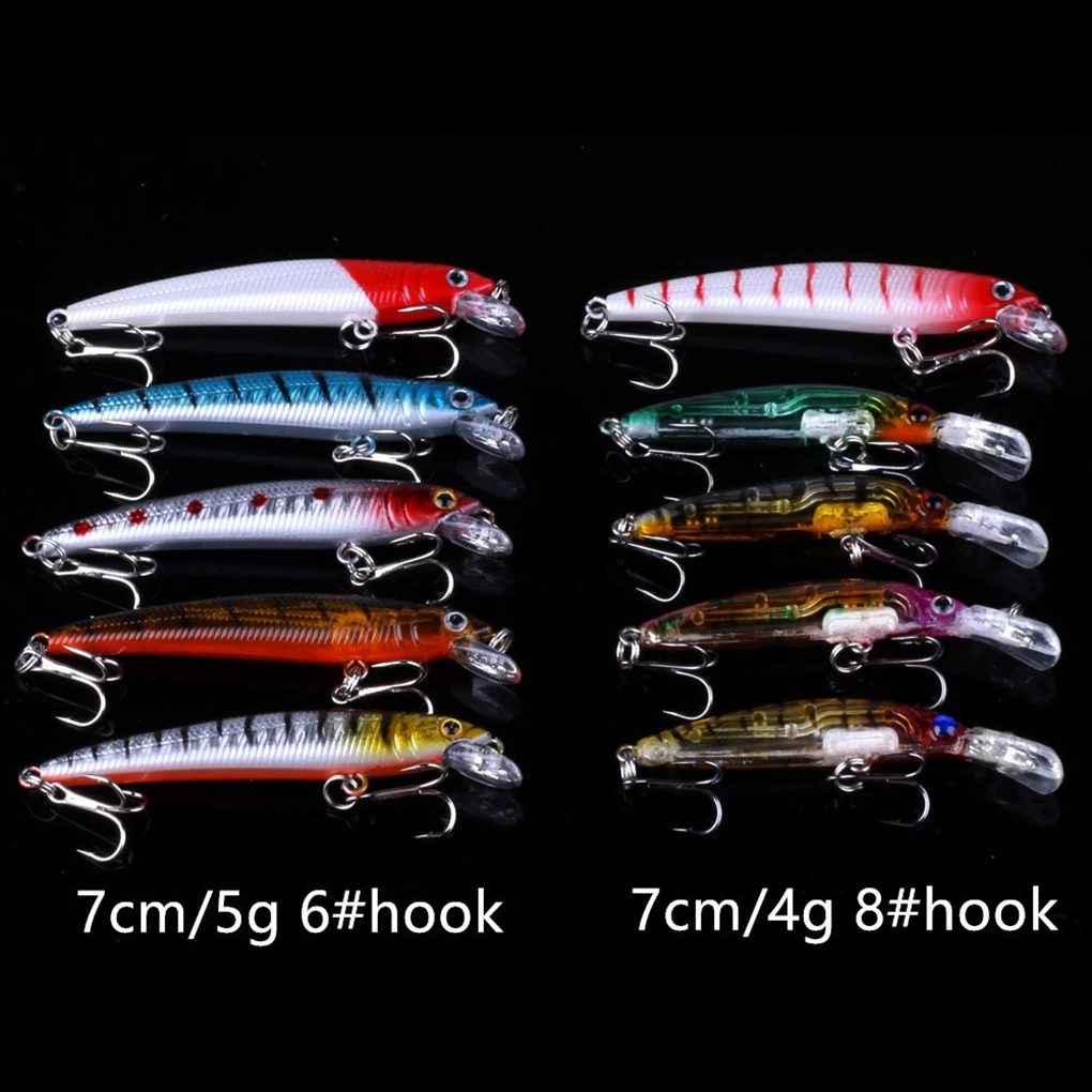 56 шт./компл. смешанные приманки Minnow Лот приманки для рыбалки в пресной воды кривошипно искусственные для рыбалки, твердая приманка 3d воблер с глазами приманки