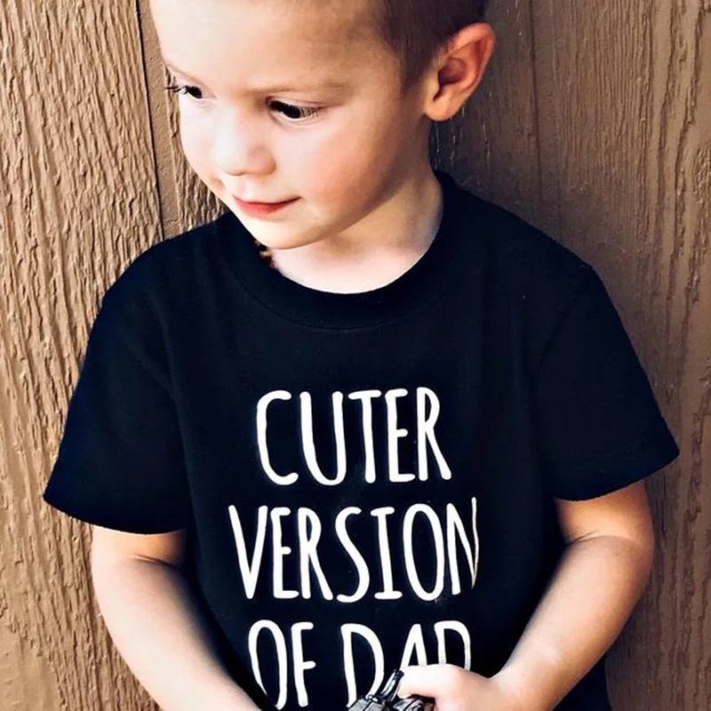 Summer Kids Tops Tshirt Toddler Boy Children Dad Letters Short-Sleeve Printed Girl Casual