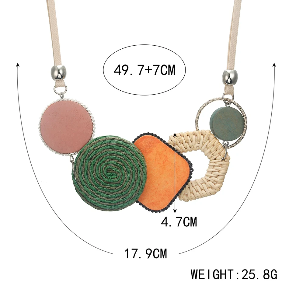 Растение ручной работы волокна ожерелье для женщин бамбуковое плетение массивное ожерелье s& кулоны женские новые ювелирные изделия для подарков MX059