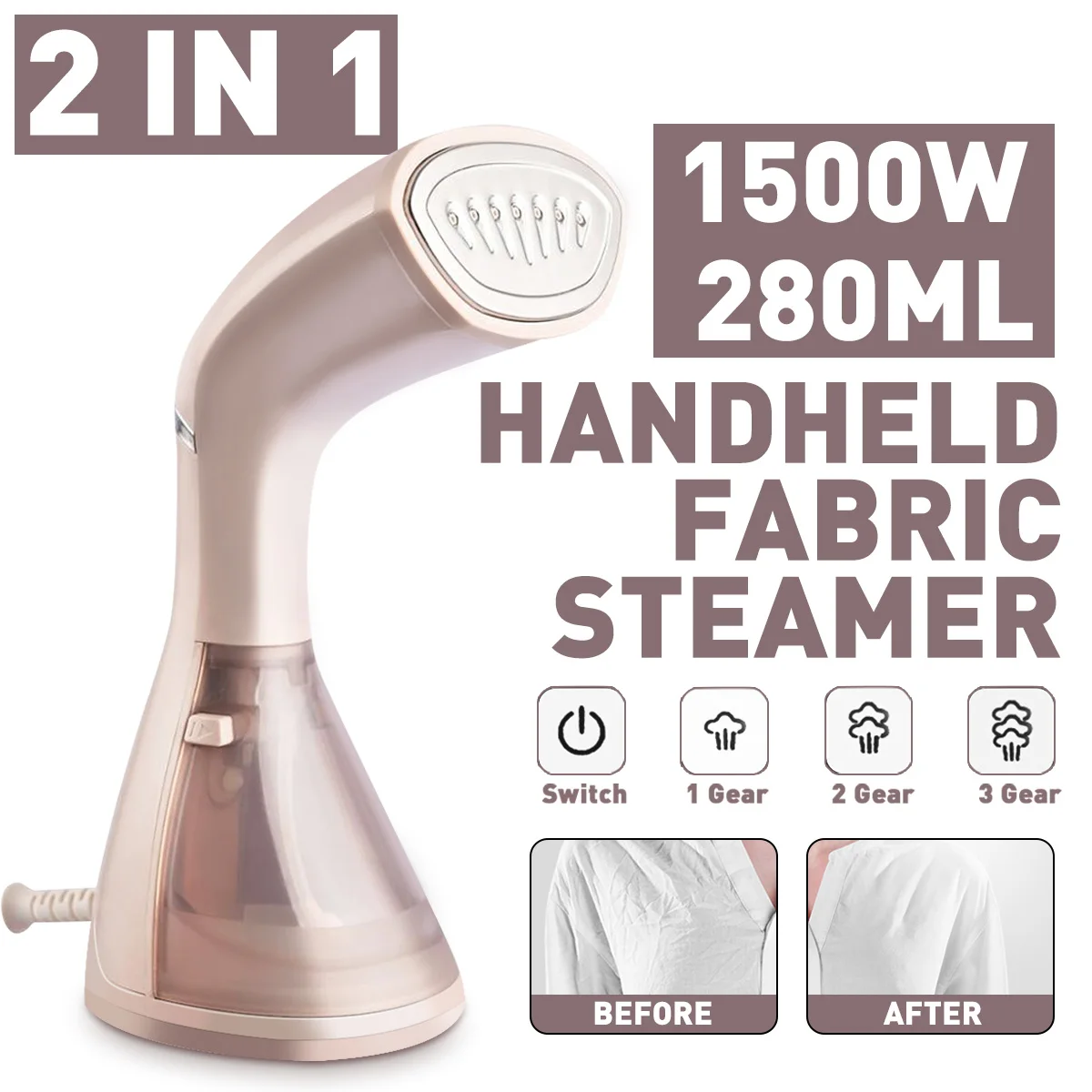 

1500W 220V Handheld Smart Hanger 280ml Water Tank Capacity Clothes iron Fast Dry Steam Garment Steamers Handheld Fabric Steamer