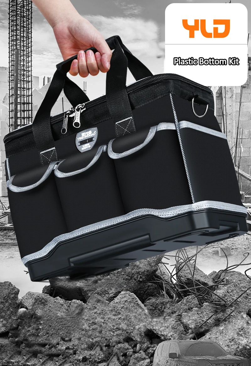 YLD 2021 Upgrade Tool Bag 13/14/16/19/20 in Electrician Bag 1680D Oxford Waterproof Wear-Resistant Strong Tool Storage Toolkit hyper tough tool bag