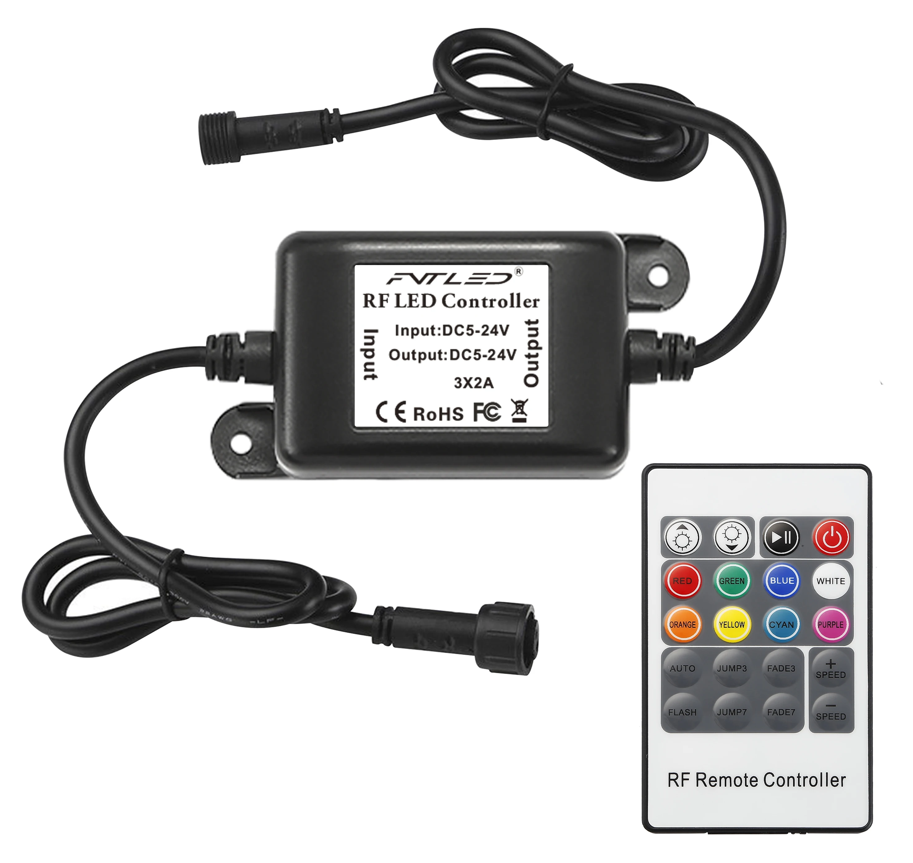 LED RGB Strip Light Controller IP67 Waterproof RF Remote 8 Keys DC12-24V 5050 