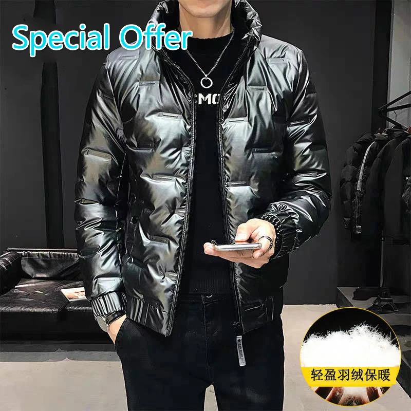

White Duck down Bright Surface Lightweight Large Size down Jacket Men's Winter Men's Thick Warm Jacket