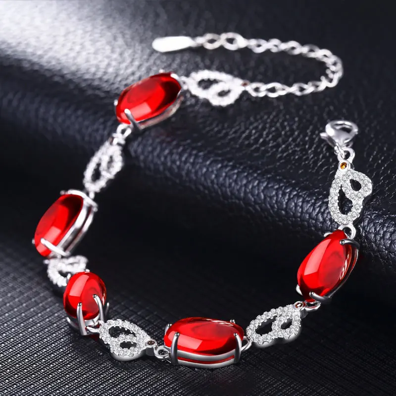 

Ataullah Emerald Red Ruby Bracelet Sterling Silver 925 Jewelry Garnet Gemstone Bracelets Zircon Bangle for Woman Party BW041