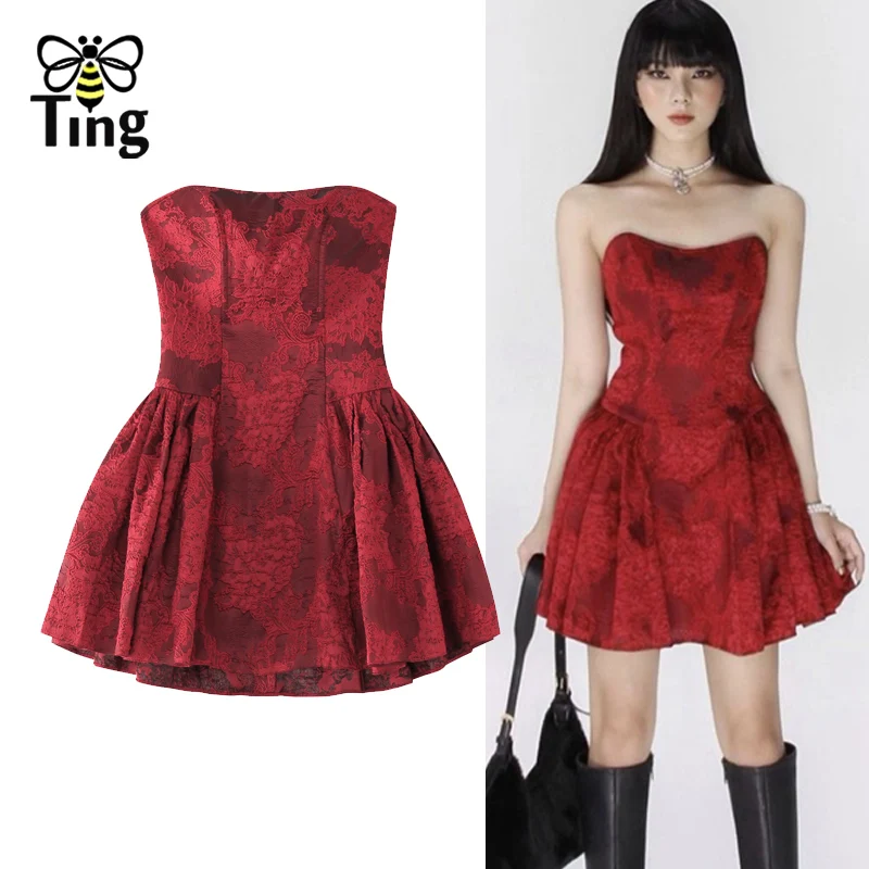 Tingfly Designer Sexy Summer Strapless Party Night Brithday Dresses Vintage Lady Girl Mini Short Vestidos Elbise Zaful | Женская одежда