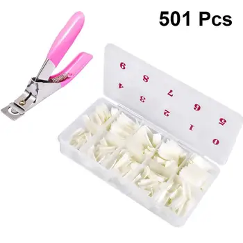 

500Pcs Simple Fake Nail Pieces With 1 Pc Nail Clippers Home DIY Nail Art Tool Artificial Nails Decoration DIY Manicure Supplies