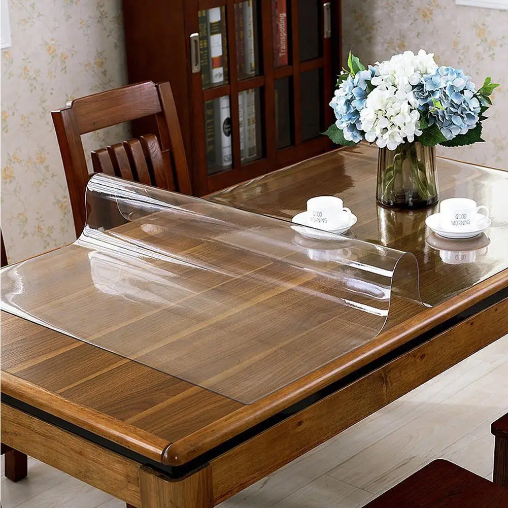 

PVC Tablecloth Transparent D' waterproof Tablecloth with Kitchen Pattern Oil Tablecloth Glass Soft Cloth 1.5mm