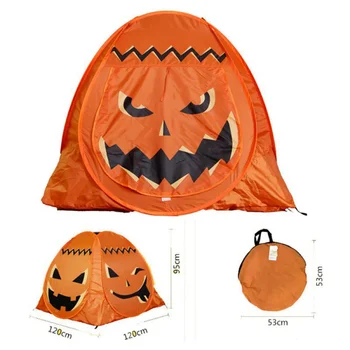 

Kids Tent Pumpkin Face Printed Folding Tent Toy Indoor Outdoor Camping Fishing Accessories Holiday Party Halloween Props