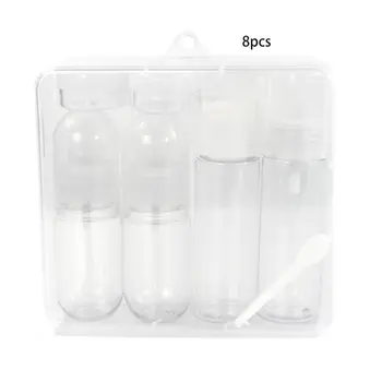

8Pcs Travel Bottles Jar Set Leak Proof Refillable Plastic Pump Spray Lotion Shower Gels Container Dispender Clear Cosmetic Tools