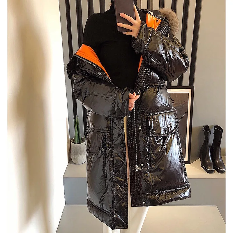 

Vangull New Winter Glossy Jackets Women Hooded Cotton Padded Parkas Casual Streetwear Slim Warm Thick Winter Coat Parka Outwear