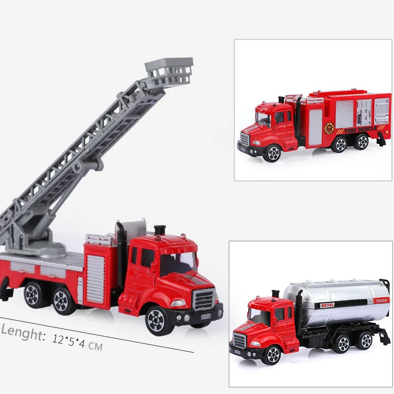 1 PC Mini Toy Vehicle Model Alloy Diecast Engineering Construction Fire Truck Ambulance Transport Car Educational Children Gifts