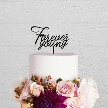 

Forever Young Birthday Cake Topper Acrylic Wooden Happy Birthday Party Cake Decoration Unique New Year Birthday Cake Accessories