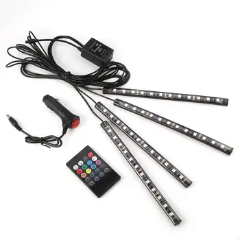 

Car Under Dash Lights RGB 12 LED Phone App Music Control Glow Strip Interior LN