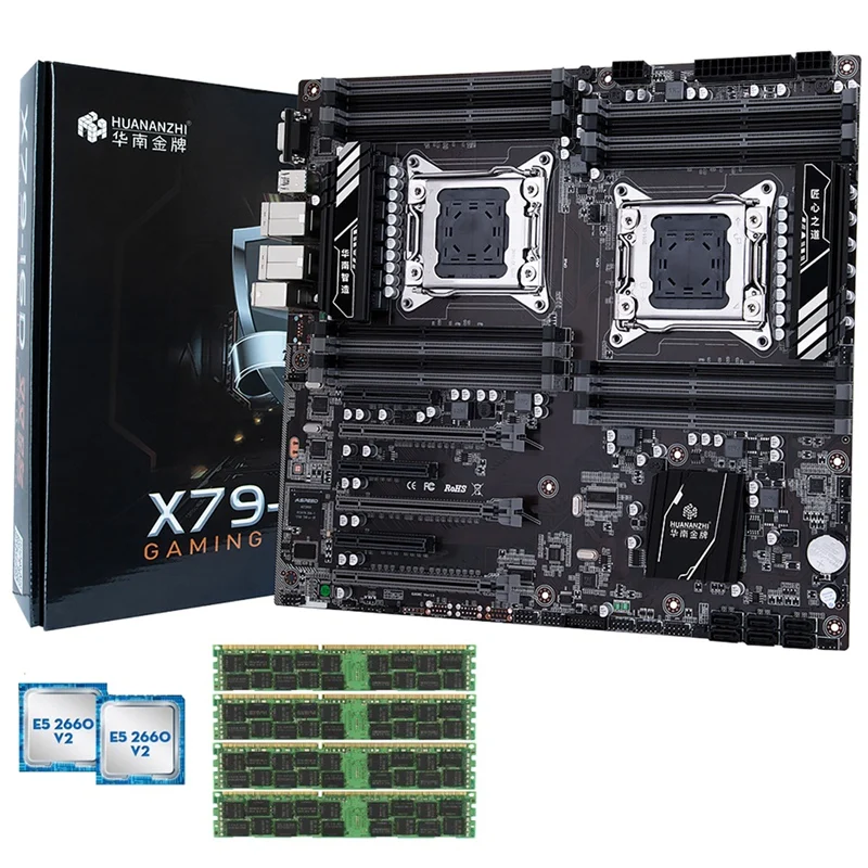 

Dual X79 Motherboard Bundle Discount Motherboard with M.2 Slot Dual CPU for Intel Xeon E5 2660 V2 RAM 32G(4 x 8G)