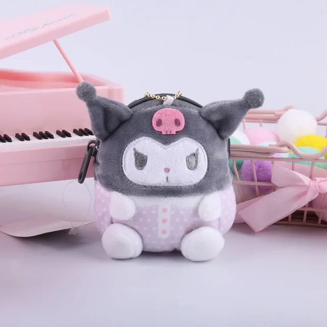 10Cm Kawaii Sanrioed Plush Bag Keroppi Kuromi Badbadtz-Maru Hellokittys My Melody Pachacco Plush Coin Purse Earphone Bag Pendant 4