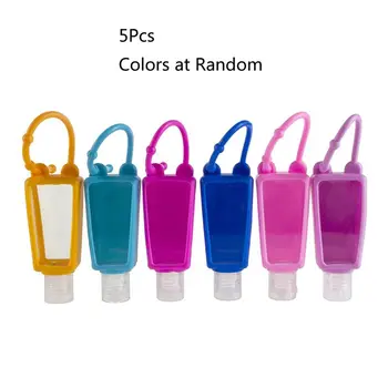 

5Pcs 30ml Silicone Travel Bottles Hand Sanitizer Bottles Empty Keychain Carrier Refillable Squeezable Container