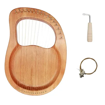 

Lyre Harp, 16 String Wood Body Wood Veneer Top String Instrument Body Instrument with Tuning Wrench and Carry Bag