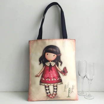 

Fashion Character Design Women Shoulder Bag Pretty Style Girl's Cartoon Printing Handbag High Quality Canvas Shopping School Bag