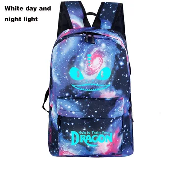 

New How to Train your Dragon Backpack Unisex School Book Bag Game Rucksack Gift White Day and Night Light Luminous 16Colors K003