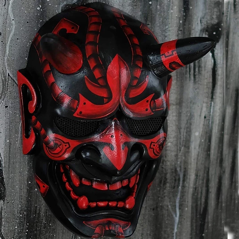 Latex Samurai Mask Japanese Cosplay Soft Horror Rubber Anime Halloween Costume Props Carnival Mascara | Дом и сад