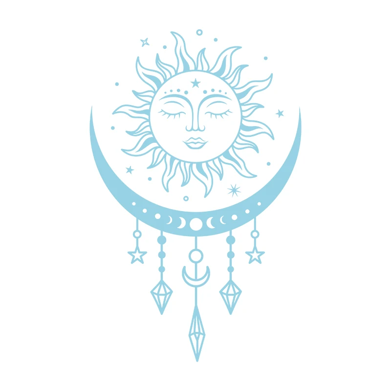 Celestial Boho Mystical Magic Wall Decals - Sun and Moon Vinyl Art Stickers