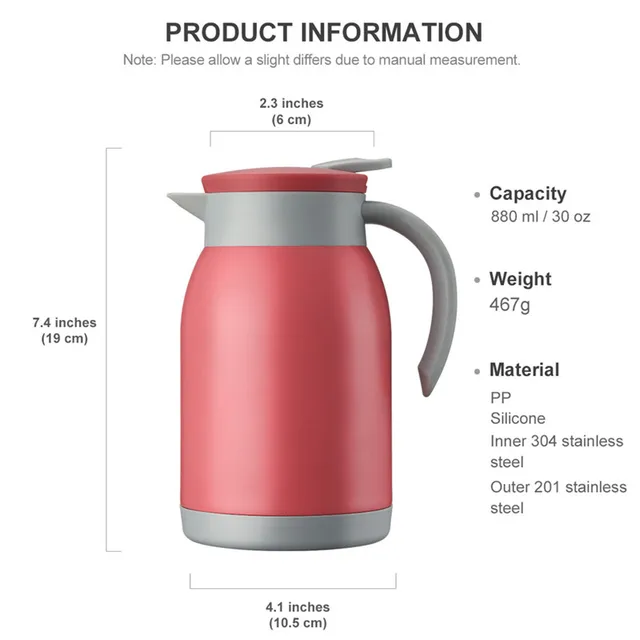 0円 【68%OFF!】 304 Stainless Steel Coffee pot Vacuum Insulated Kettle With Button 24 Hrs for Brewing tea 70.3 Ounces