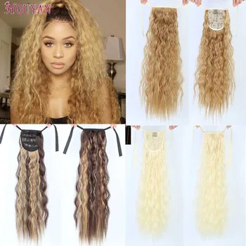 

HOUYAN Blonde Curly Black Brown Wave Kinky Curly Corn Fake Hair Pieces Pony Tail Hair Extensions for white women Girl