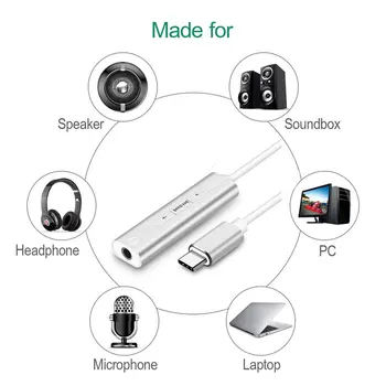 

External USB-C / Type-C Sound Card 3.5mm Jack HIFI Magic Voice 7.1 Channel Audio Converter Adapter Aluminum Shell