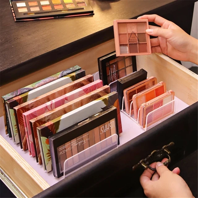 7 Grids Clear Acrylic Eyeshadow Compact Organizer Drawer Organization Divider Makeup Box Cosmetics