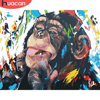 

HUACAN DIY Pictures By Numbers Monkey Kits Coloring By Number Animal Drawing On Canvas Hand Painted Painting Gift Home Decor