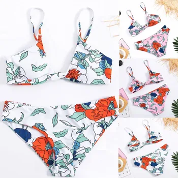 

2020 New Sexy Women Bikini Set Women Two-piece Strappy Print High Waist Bikini Set Swimwear Summer Beachsuit Bathing Suit Bather