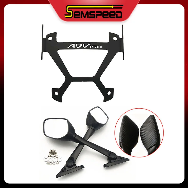 

For Honda ADV 150 2019 2020 Side-Mirror-Adapter Stent bracket Semspeed Rearview Mirror Fixed Mount with logo ADV150