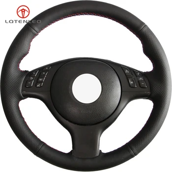 

LQTENLEO Black Artificial Leather DIY Car Steering Wheel Cover for BMW M Sport E46 330i 330Ci E39 540i 525i 530i M3 M5 2000-2006