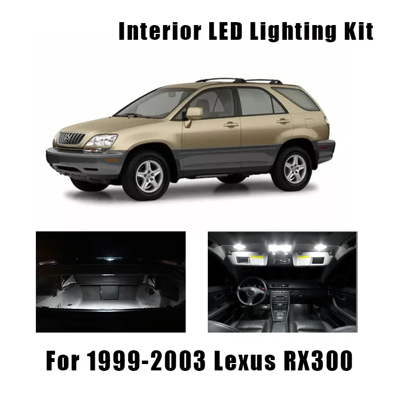 Us 8 2 18 Off 9pcs White Canbus Led Bulbs Interior Dome Trunk Door Light Kit For 1999 2001 2002 2003 Lexus Rx300 License Plate Lamp On Aliexpress