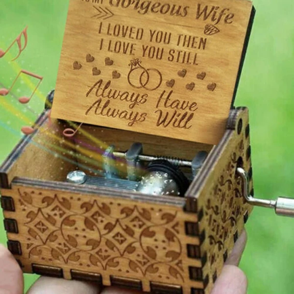 

Hot To My Wife Engraved Wood Music Box Anniversary Valentines' Gifts PLD