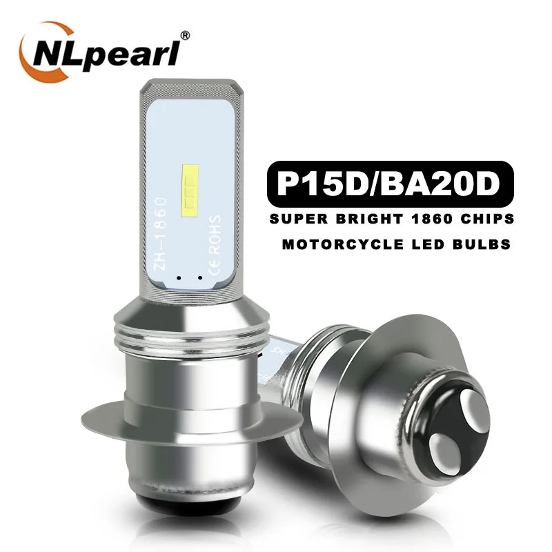 Светодиодные лампы для мотоциклов NLpearl 1X P15D супер яркие CSP 1860SMD 1200 мл 6000K BA20D 12 В |