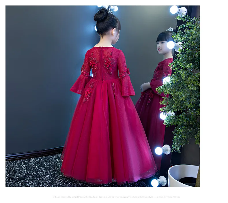 2017-Autumn-Flower-Girls-Dresses-For-Wedding-Red-Lace-Girl-Formal-Birthday-Party-Dress-Princess-Gown (3)
