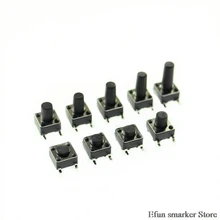 20 pces 4pin 6*6 micro tato interruptores de botão smd 6x6x4.3/4.5/55/6/7/8/9/10/12/13mm smt tact tátil interruptor