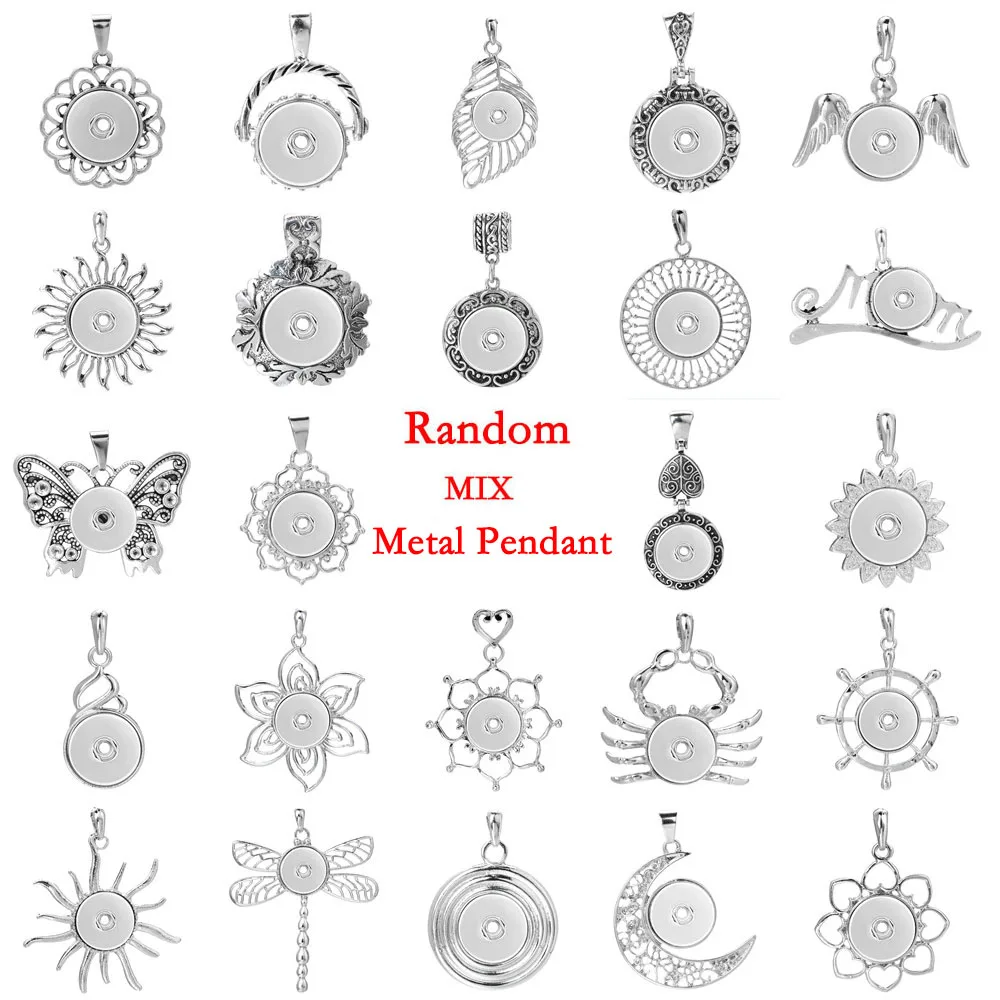 Metal Pendant 10 шт./лот 18 мм защелки ювелирные изделия разные стили 18 мм Металлические Кнопки серебряные кнопки Стразы Часы защелки ювелирные изделия - Окраска металла: Metal Pendant