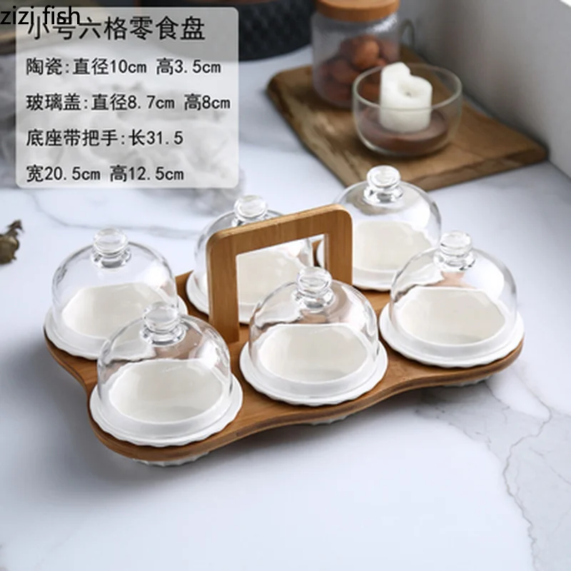 Ceramic Covered Glass Bowl Bakeware Pudding Cup Separated Fruit Plate Creative Snack Plate Snack Snack Candy Dish