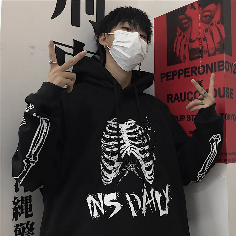 20 моделей черная белая крутая в стиле панк унисекс толстовка с капюшоном 2020 для
