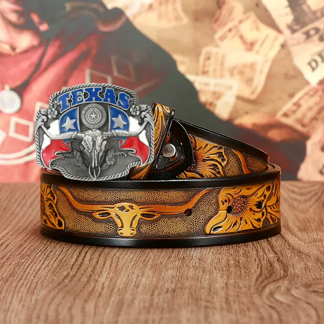 Western Cowboy Men's Leather Retro Belt Domineering Bull Head Buckle  Leather Belt Pattern Retro Leather Belt - Belts - AliExpress